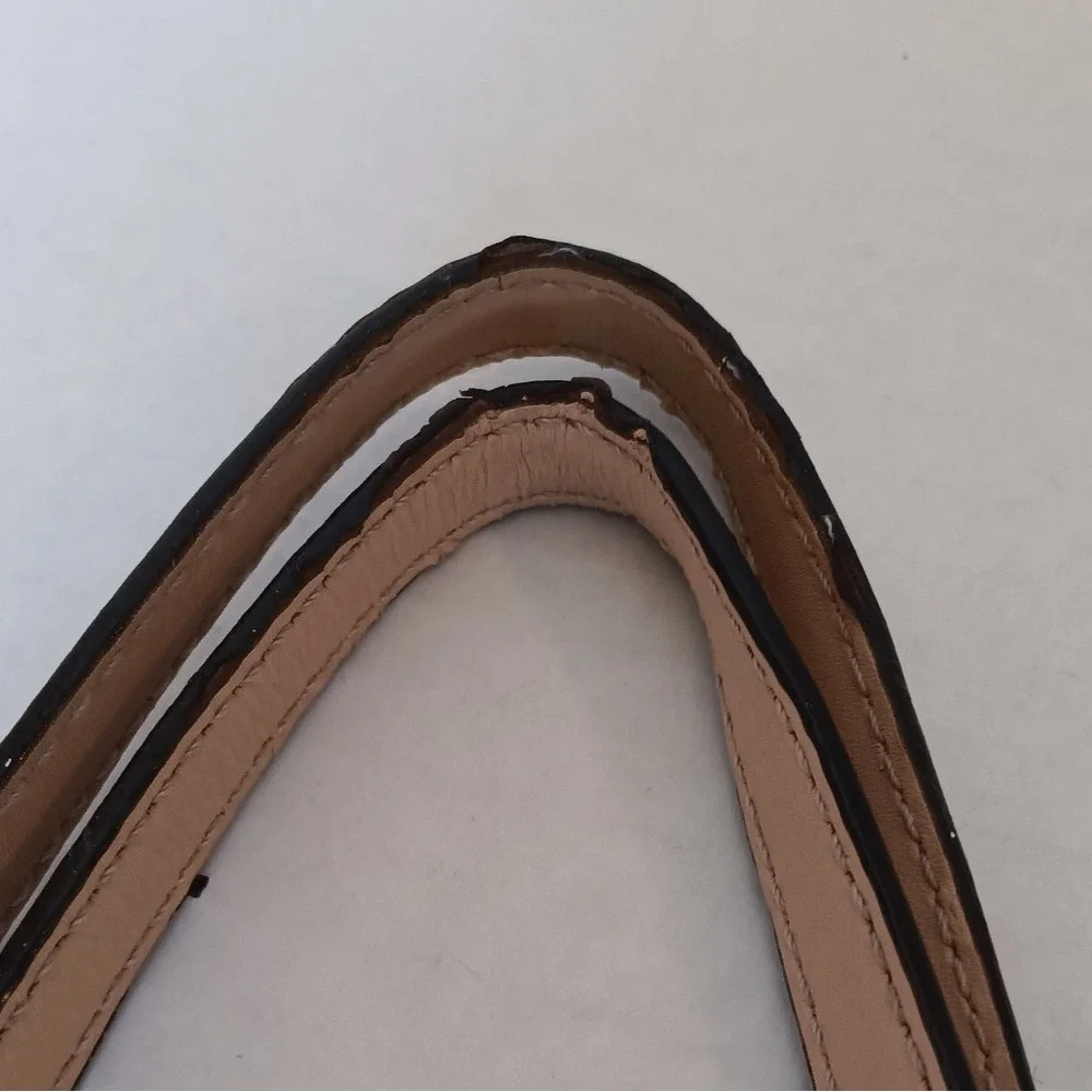 Michael Kors Tote Bag Women Large Black Pebbled Leather Tan Straps Gold Hardware - Picture 6 of 9